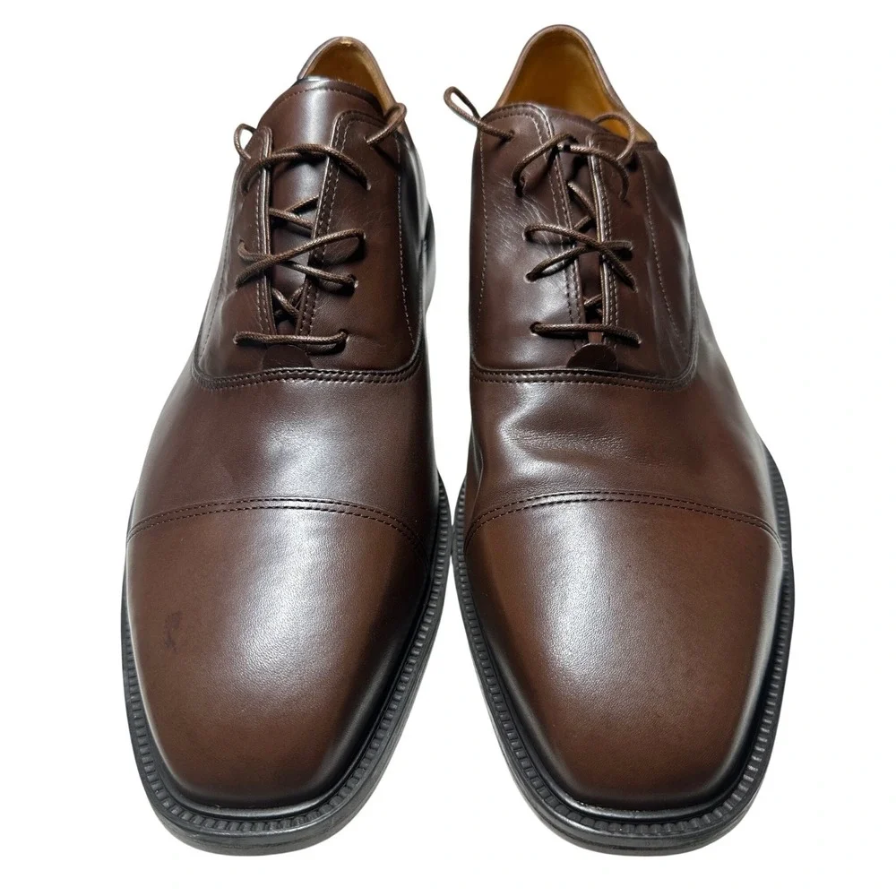 Rockport Reserve Winsford Mens 13 Tan Burnished Leather Cap Toe Oxfords‎ NWT